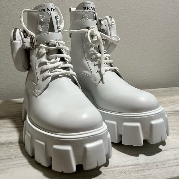 Prada monolith leather and nylon boots - Picture 2 of 6